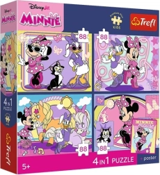 Trefl Disney Minnie Mouse puzzle 4 en 1 (4×88 piezas) Momentos mágicos + póster de coleccionista