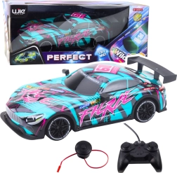 Coche de carreras RC con control remoto – verde con acentos rosas