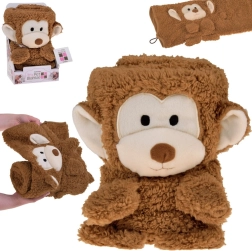Manta suave – peluche de apego 2 en 1 mono, color moka