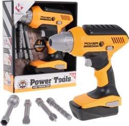 Taladro infantil interactivo 3+ amarillo con 4 puntas intercambiables y batería extraíble