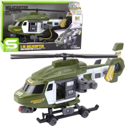 Helicóptero militar 1:16 con luces, sonidos y gancho con camilla