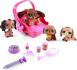 Set de juguetes de perros con transportín con luces y sonidos