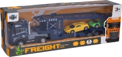 Camión tráiler metálico con coches de inercia de 42 cm con luz y sonido