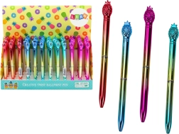 Bolígrafo con piña, dorado, recambio azul 0,7 mm