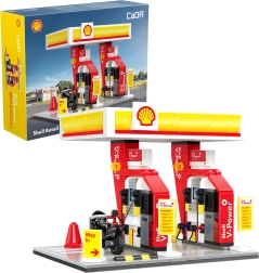 Kit de construcción CaDA edificio SHELL – estación de servicio minorista, 305 piezas