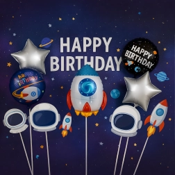 Set de globos de foil del espacio – cohete y astronauta, 5 uds.