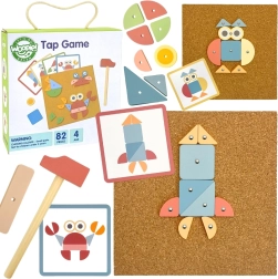 Panel de corcho con clavijas de madera WOOPIE GREEN, 82 piezas, 20 patrones