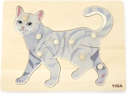 Rompecabezas de madera con pomos gato VIGA Montessori