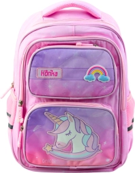 Mochila escolar con unicornio y correa de pecho rosa 20L