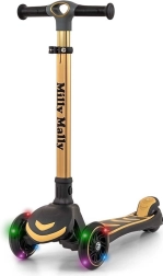 Patinete infantil de tres ruedas MILLY MALLY Boogie Golden con ruedas LED