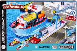 Puerto logístico Majorette MAERSK con buque de carga y vehículo