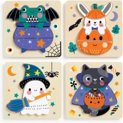Mudpuppy puzles de madera de Halloween – set de 4 puzles