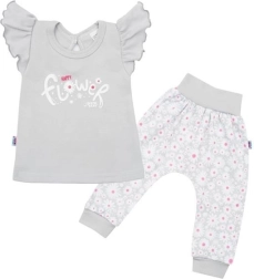 Conjunto de algodón de dos piezas para bebé New Baby Happy Flower, gris, talla 56 (0–3 meses)