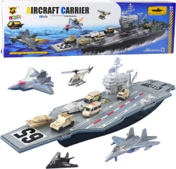 Gran portaaviones militar con tanques y aviones 70 cm