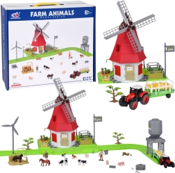 Set de construcción: granja con molino de viento y animales, 101 piezas