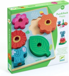 Puzle de madera y pegatinas Happy Djeco