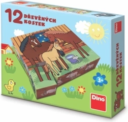 Bloques de madera Dino animales domésticos 12 uds
