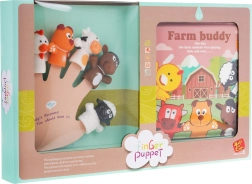 Set de 5 marionetas de dedo de goma con libro granja, impermeable, 3+