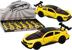 Coche deportivo metálico 1:32 con propulsión por fricción – amarillo