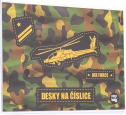 Carpeta para números con motivo de helicóptero