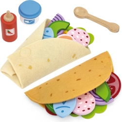 Viga set de tacos y burritos – alimentos de madera y fieltro, 27 piezas