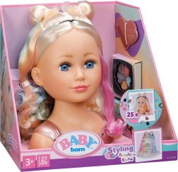 Baby Born cabeza para peinar arcoíris rubia con set de styling