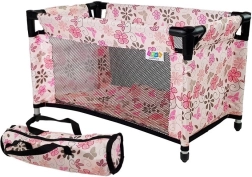 Cunita para muñecas Alice rosa con flores