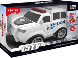 Coche de policía de fricción con efectos de luz y sonido, blanco 22,5 cm