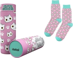 Calcetines de algodón rosas con gatito