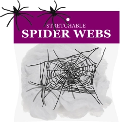 Telaraña artificial con 2 arañas RUHHY decoración blanca para Halloween