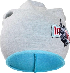 Gorro infantil de otoño New Baby In-line gris-turquesa