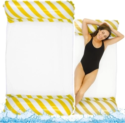 Hamaca de agua inflable con red blanco-amarilla 120x70 cm