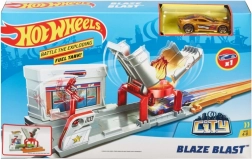 Hot Wheels Incendio en la gasolinera – set de juego portátil con vehículo de rescate
