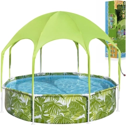Bestway piscina de jardín con estructura 244 × 51 cm con toldo SPLASH-IN-SHADE