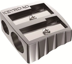 Sacapuntas metálico doble Keyroad plateado