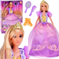 Muñeca princesa con pelo largo en vestido de gala con accesorios