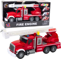 Camión de bomberos con escalera extensible, bomba de agua, luces y sonidos 1:14