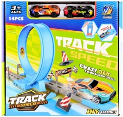 Pista de carreras con dos coches y lanzador