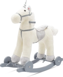 Unicornio balancín con melodía y ruedas BABY MIX, blanco
