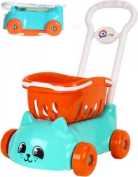Carrito de compra infantil con cesta y diseño de gatito