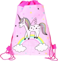 Bolsa escolar Unicornio en arcoíris rosa 35x27 cm