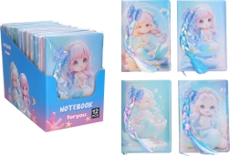 Cuaderno rayado 14 × 21 cm – sirena con moño, 80 páginas