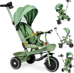 Triciclo infantil 2 en 1 con capota y asiento giratorio ECOTOYS – verde