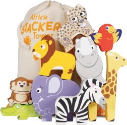 Le Toy Van Petilou torre apilable África – animalitos de equilibrio de madera