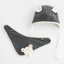 Gorro primaveral para bebé con pañuelo para el cuello New Baby Sebastian, gris, talla 56 (0–3 m)
