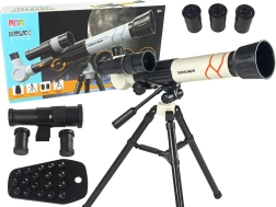 Telescopio astronómico educativo con soporte para teléfono – blanco