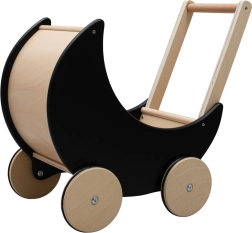 Cochecito y andador de madera 2 en 1 Montessori BABY MIX negro