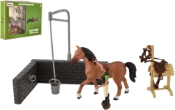 Set de granja – caballo con accesorios, juguete de plástico