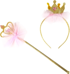 Diadema para princesa con corona y varita mágica