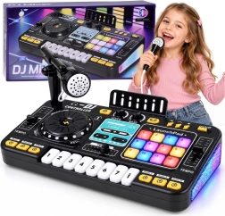 Mesa de mezclas DJ interactiva infantil con Bluetooth, micrófono e iluminación